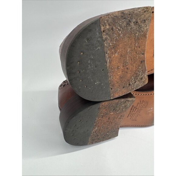 PARABOOT Dress Shoes Mens 7 Brown Wingtip Flap Cuir Cousu Goodyear France - Picture 13 of 15